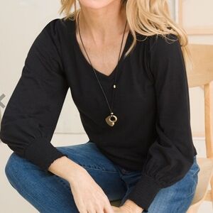 Chicos Cotton-Blend Slub Drama Sleeve Top